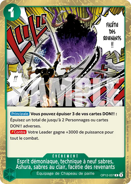 OP12-037 Esprit démoniaque, technique à neuf sabres, Ashura, sabres au clair, facétie des revenants x4