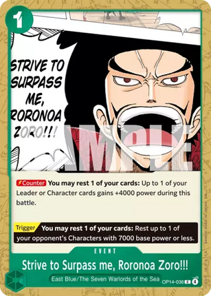 OP14-036 Pour espérer pouvoir un jour me surpasser, Zoro !!
